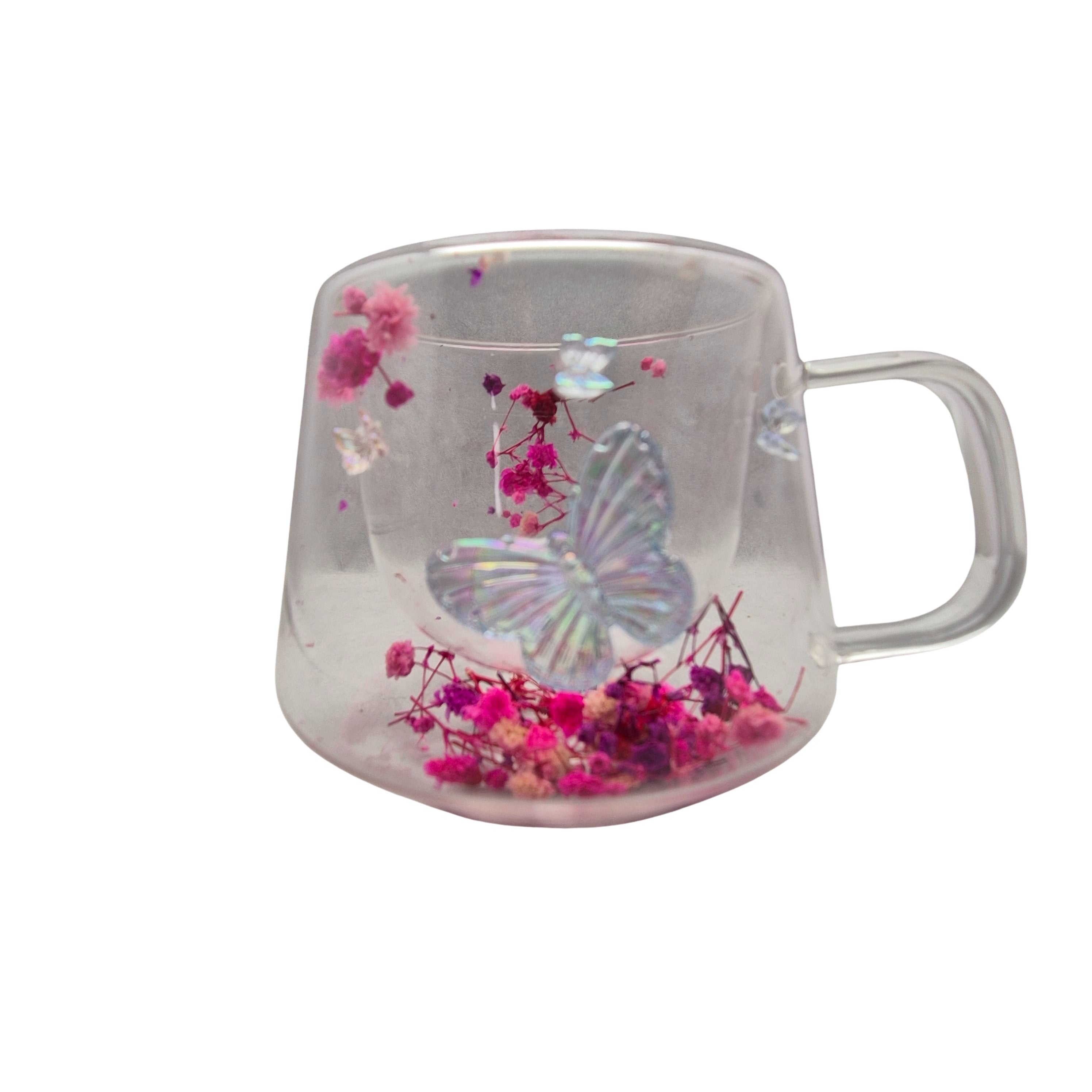 Taza mariposas vidrio