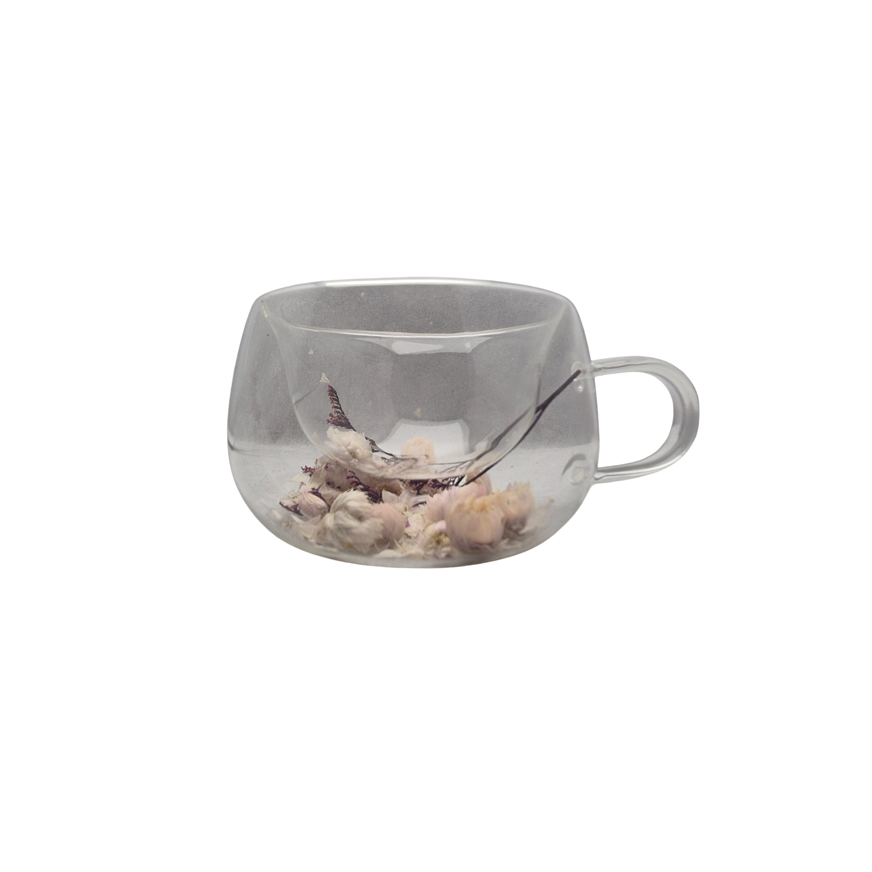 Taza floral vidrio